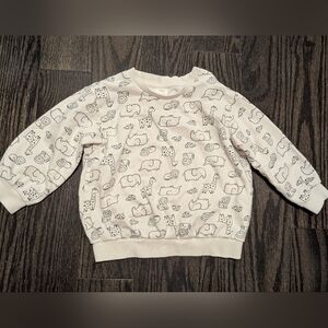 2/$20 H&M Baby Sweatshirt 18M Animal Print Organic Cotton Neutral Snap Shoulder